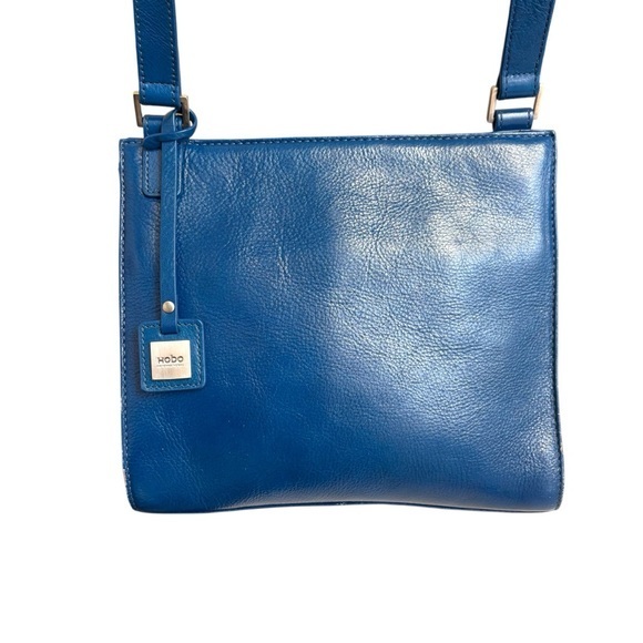 Hobo blue leather crossbody bag